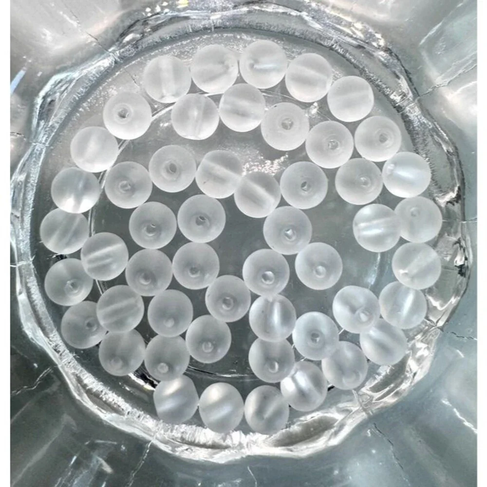 50pcs Beads for Jewelry Matte White Glass Beads #22184